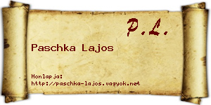 Paschka Lajos névjegykártya